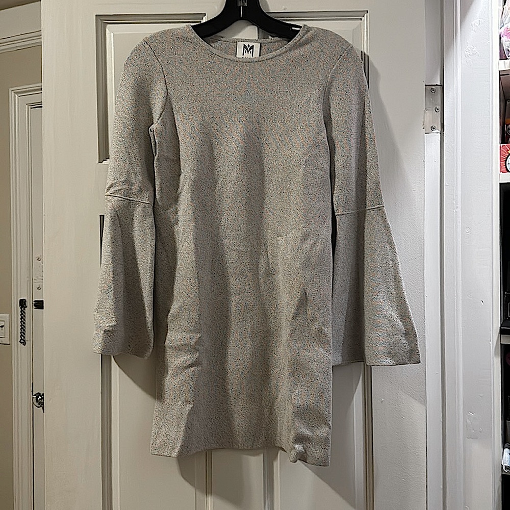 Milly Minis gray and silver dress with red, pink, gold, and blue sparkles.